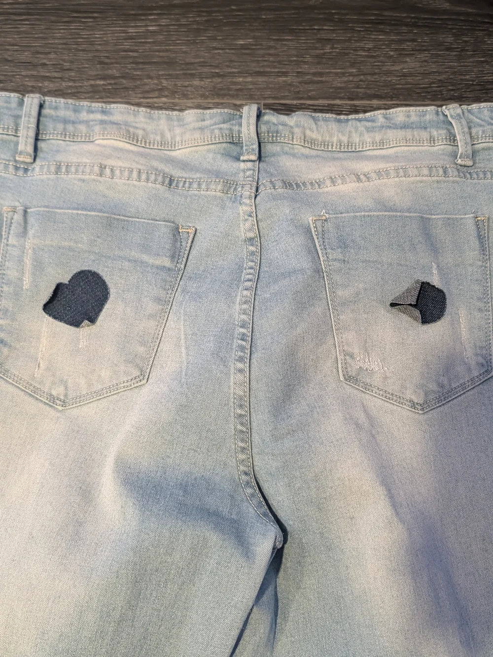 Blue Light-Wash Jeans with Heart & Star Patches